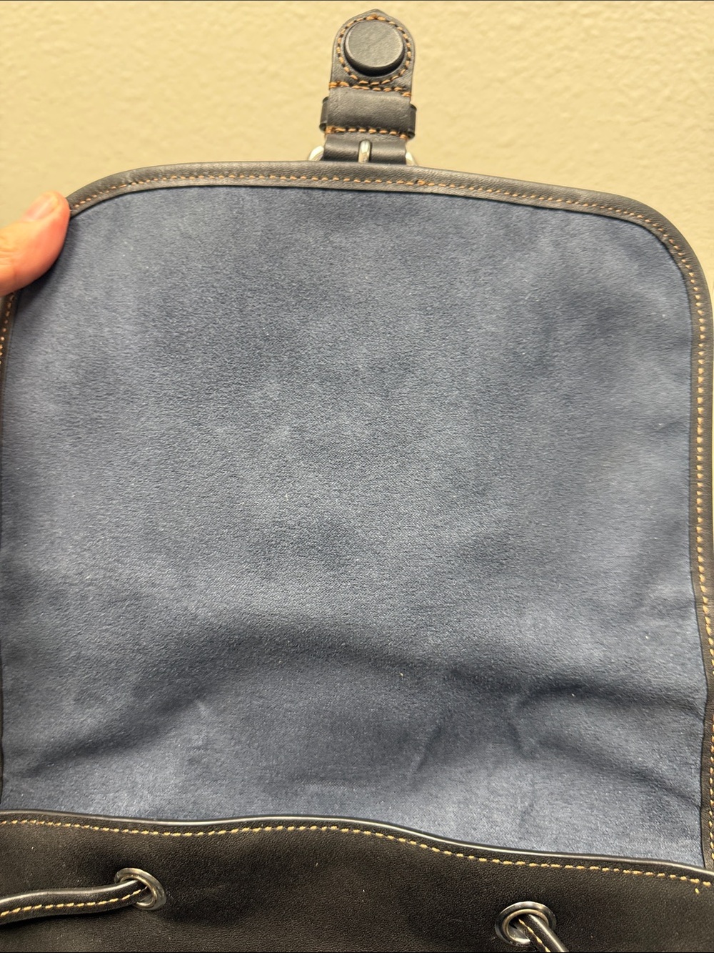 Coach Frankie Black Leather Trim Green and Navy Plaid Backpack - Picture 11 of 14